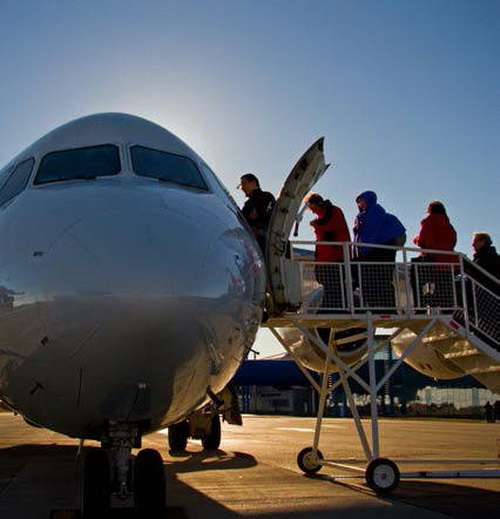 embarquement dans l'avion à Punta Arenas