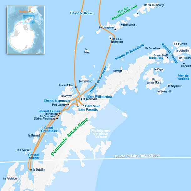 carte de croisière au cercle polaire