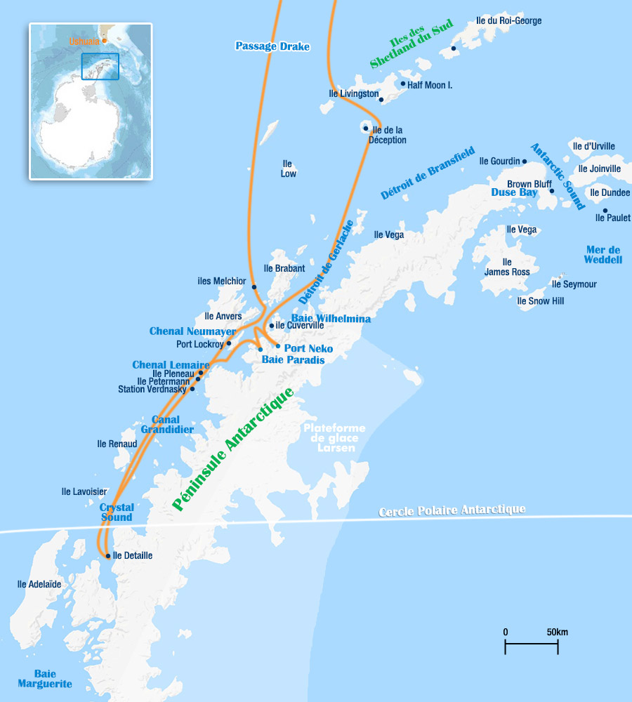 carte de la croisière au cercle polaire