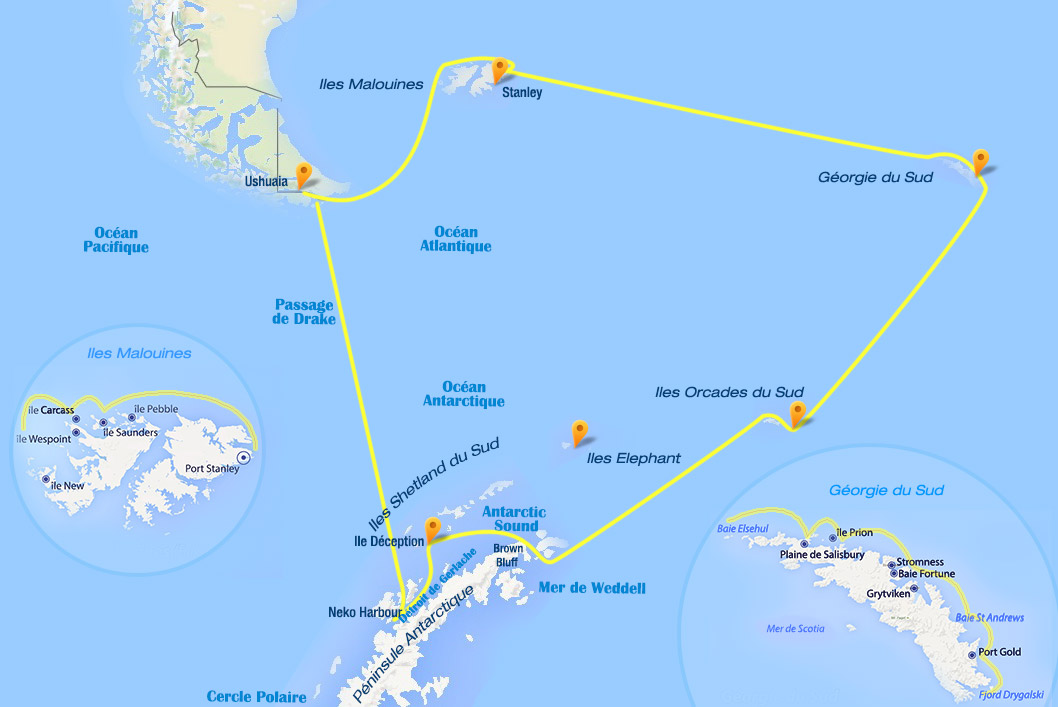 carte itinéraire croisiere boucle australe